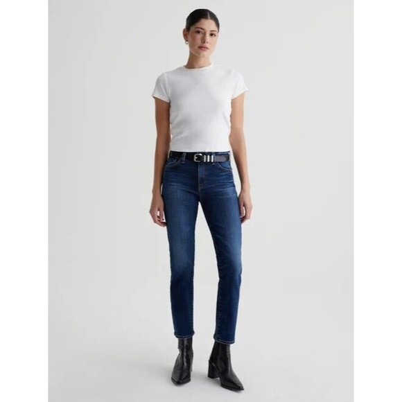 AG Adriano Goldschmied Mari Crop Slim Straight Jeans - Dark Blue / size 28 - Picture 3 of 10